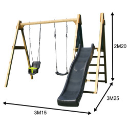 Portique en Bois Jade Anthracite – Jeux Extérieurs Durables | BNB WOOD