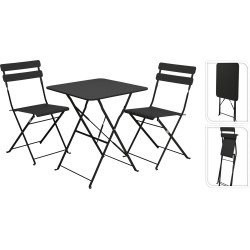 Ensemble bistro noir : 1 table et 2 chaises pliantes