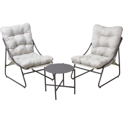 Salon de jardin gris 3 pièces