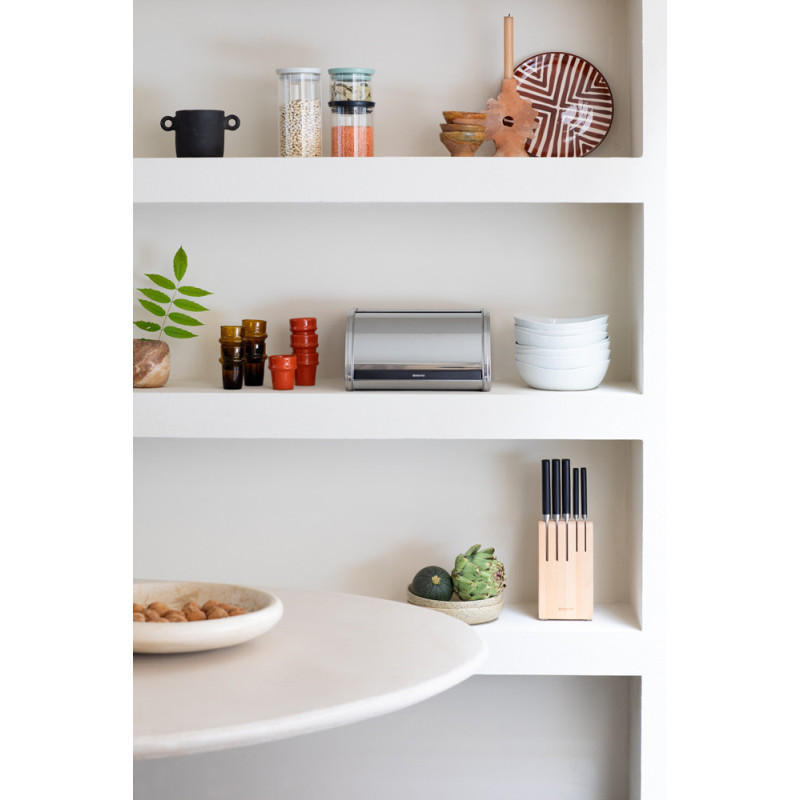 Boîte pain avec couvercle coulissant en acier mat BRABANTIA