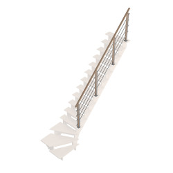 Rampe type H à balustre et tubes en aluminium pour escalier Auvergne 1/4 tournant SOGEM