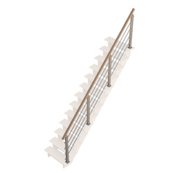 Rampe type H à balustre et tubes en aluminium pour escalier Auvergne droit SOGEM