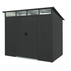 Abri de jardin en métal Lübeck double porte gris anthracite 2