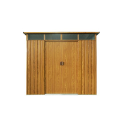Abri de jardin en métal Lübeck double porte aspect bois 2