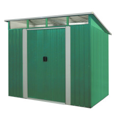 Abri de jardin en métal Lübeck double porte blanc et vert 2