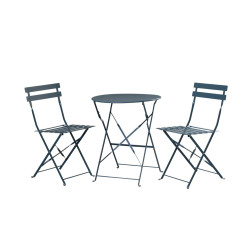 Ensemble bistro Peps bleu caraïbes : 1 table et 2 chaises pliantes