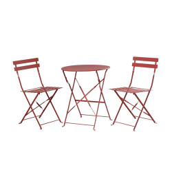 Ensemble bistro Peps terracotta : 1 table et 2 chaises pliantes