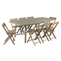 Ensemble de jardin Serena : 1 table et 8 chaises pliantes