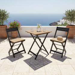 Ensemble Bistro Acacia – Compact et Pliable | INVENTIV