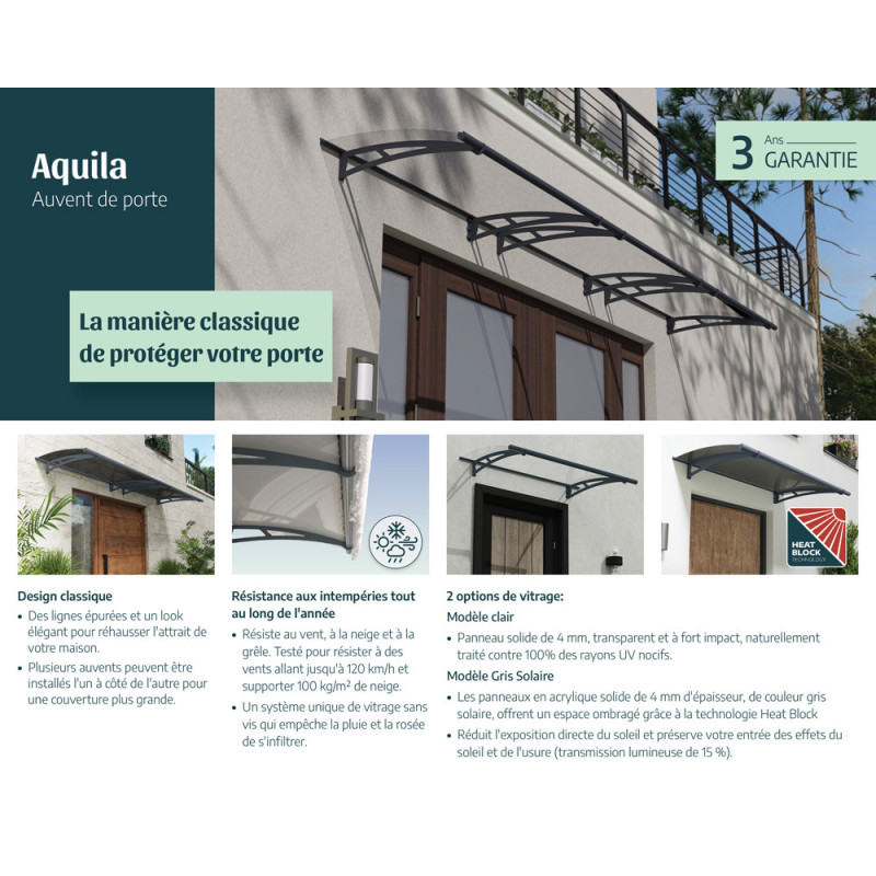 Marquise de porte Aquila gris foncé 205