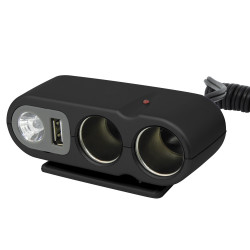 Prise double avec USB-A et lampe LED 12V 5A CARPOINT