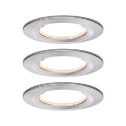 Spot encastrable LED Nova acier brossé blanc chaud IP44 6 W 3 pièces PAULMANN