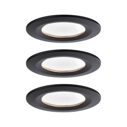 Spot encastrable LED Nova noir blanc chaud IP44 6 W 3 pièces PAULMANN