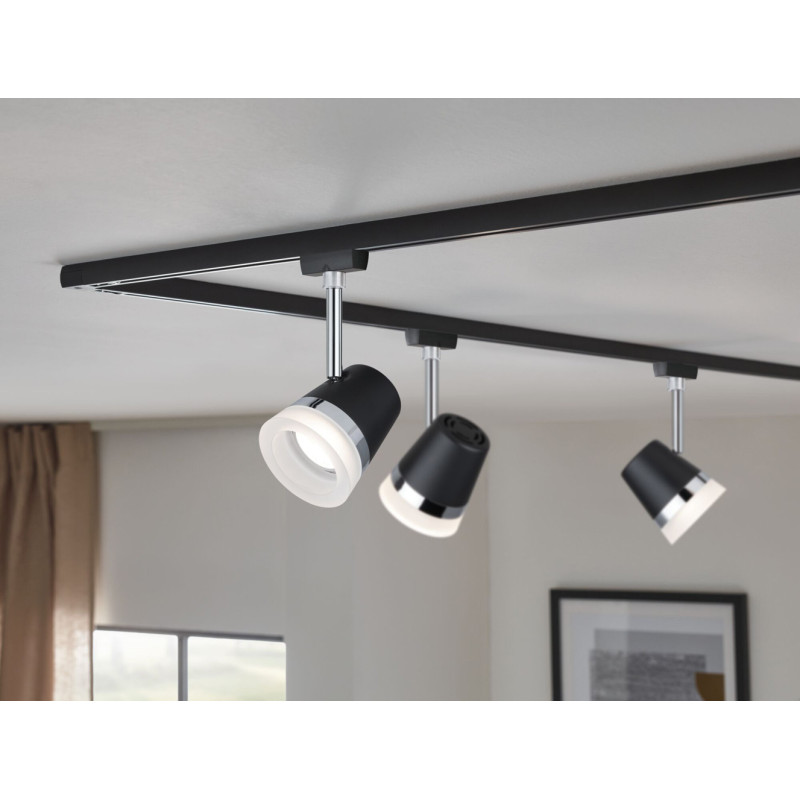 Spot LED URail Cone noir et chrome GU10 10 W PAULMANN