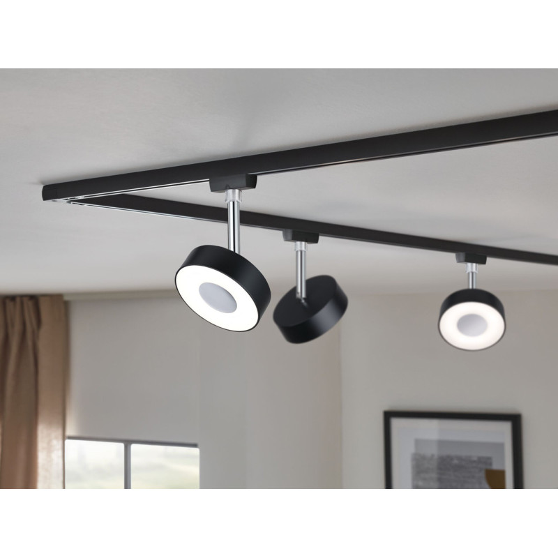Spot LED URail Circle noir et chrome blanc neutre 580 lm 5 W PAULMANN