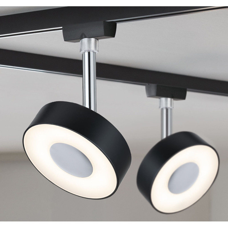 Spot LED URail Circle noir blanc chaud 540 lm 5 W PAULMANN