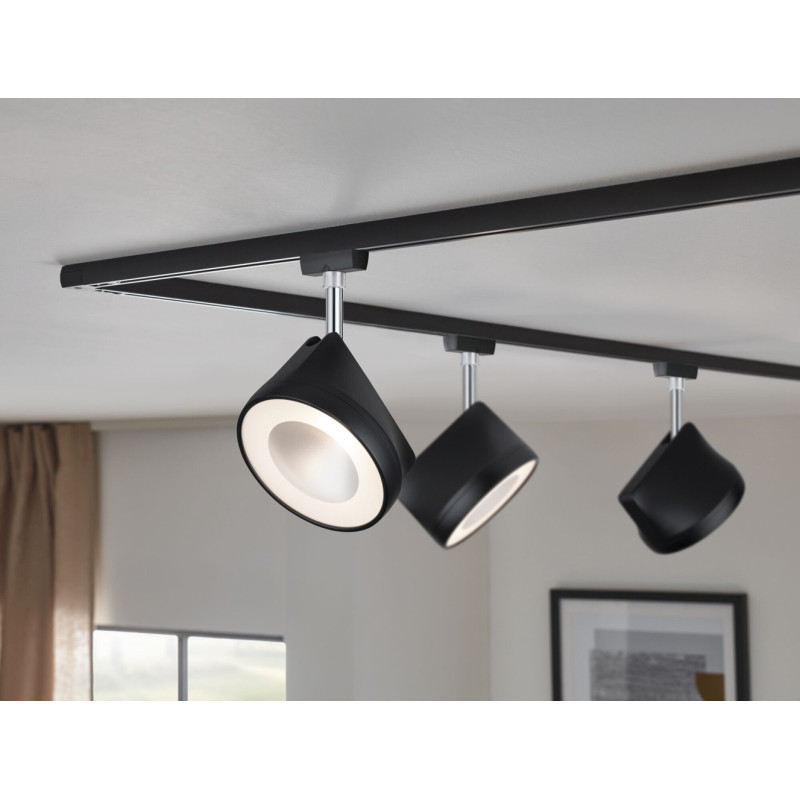 Spot LED URail Arena noir et chrome blanc chaud 1500 lm 14 W PAULMANN