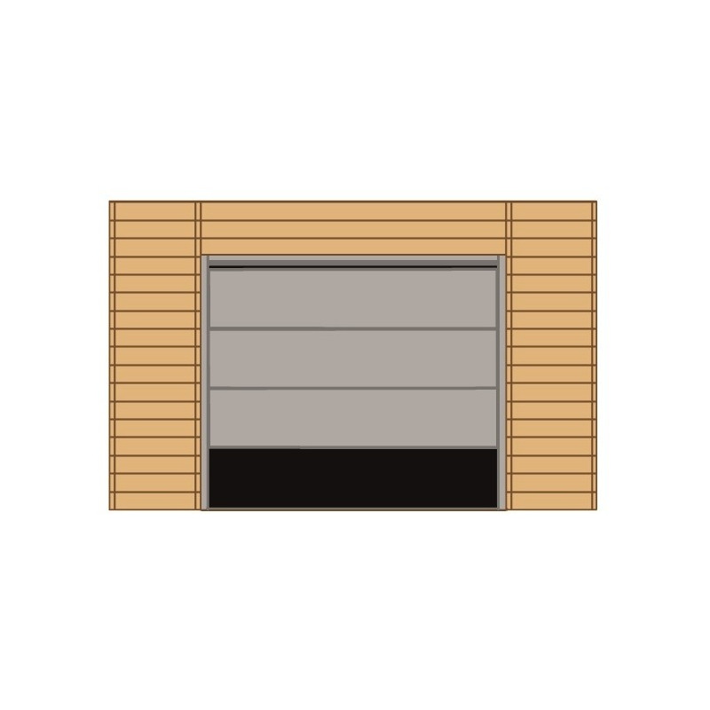 Paroi frontale avec porte de garage sectionnelle pour carport