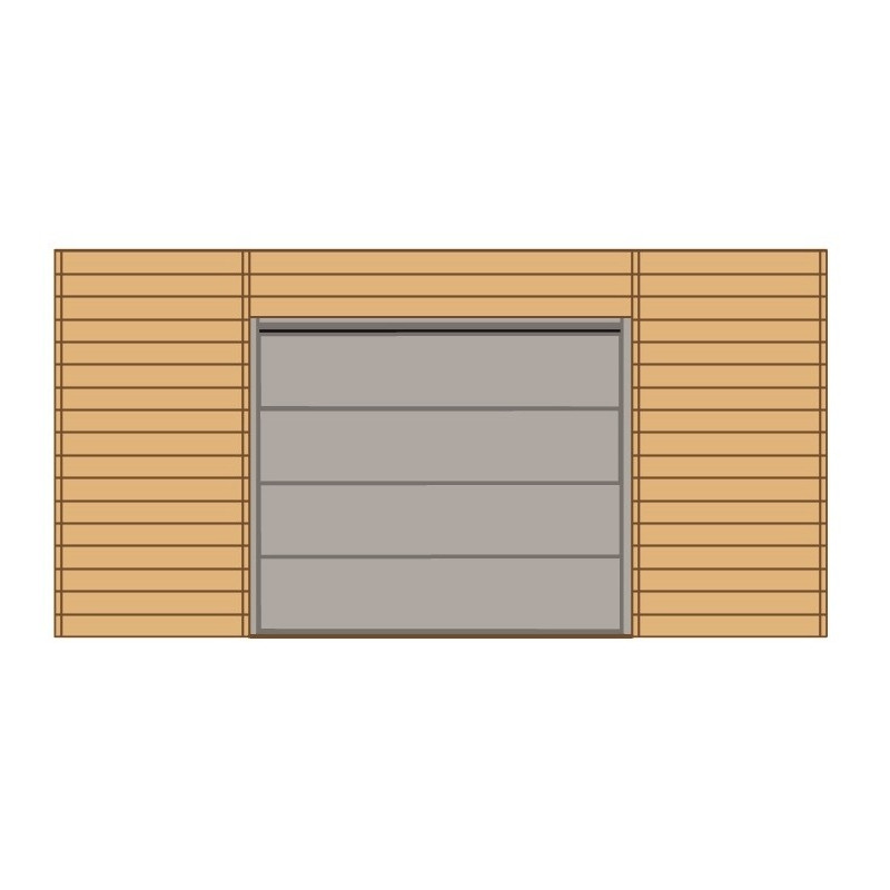 Paroi frontale avec porte de garage sectionnelle pour carport