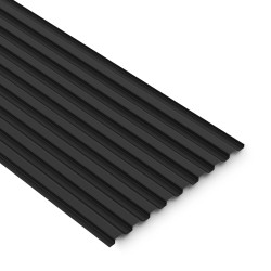 Lambris extérieur noir mat en acier 220 x 44 x 1