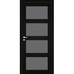 Porte vitrée Laminado noir mat verre gris fumé 73 x 201