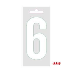 Chiffre 6 adhésif blanc 9 cm PICKUP