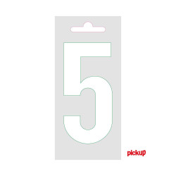 Chiffre 5 adhésif blanc 9 cm PICKUP