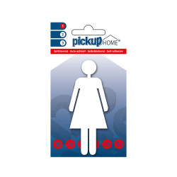 Pictogramme adhésif en acrylate dame blanc 10 cm PICKUP