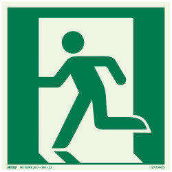 Pictogramme adhésif photoluminescent direction sortie gauche 15 x 15 cm PICKUP