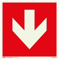 Pictogramme adhésif photoluminescent flèche direction rouge 15 x 15 cm PICKUP