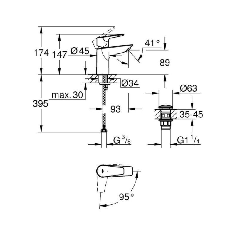 Mitigeur pour lavabo Start Edge S noir GROHE