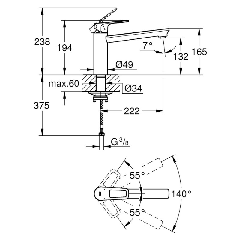 Mitigeur pour évier de cuisine Start Loop noir GROHE