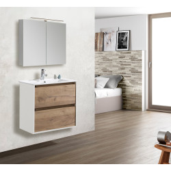 Ensemble de salle de bain Melanie Plus chêne et blanc 80 cm THYS