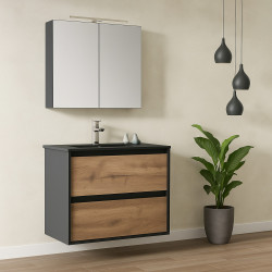 Meuble sous plan Melanie chêne et noir 60 cm THYS