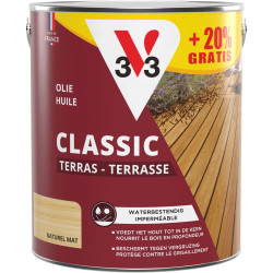 Huile Terrasse V33 incolore mate – Offre : 2,5 L + 0,5 L offerts | V33