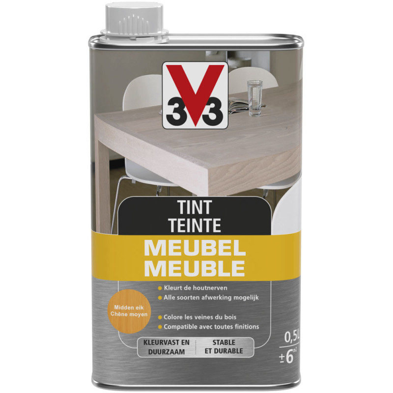 Teinte Meuble Chêne Moyen Mat 0,5L V33 – Rénovez vos meubles | V33