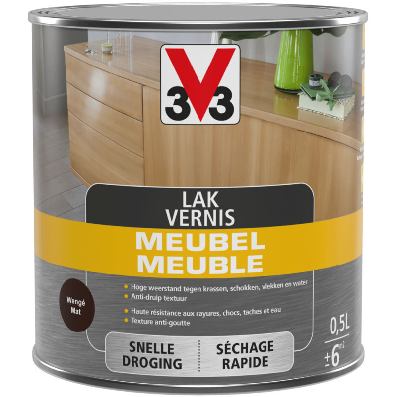 Vernis Meuble Wengé Mat 0,5L V33 – Protection & Déco | V33