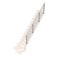 Rampe type H à balustres et tubes en aluminium pour escalier Bretagne 1/4 tournant SOGEM