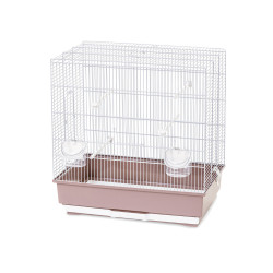 Cage Moira pour oiseau blanche et vieux rose 53 x 32 x 55
