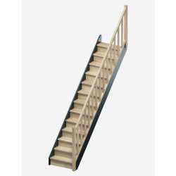 Escalier en chêne Liverpool droit avec rampe à balustres moulurés 280 x 82 cm SOGEM