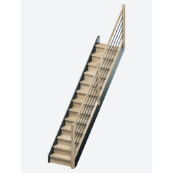 Escalier en chêne Liverpool droit avec rampe à lisses 280 x 82 cm SOGEM