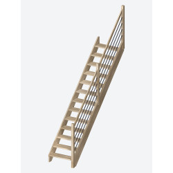 Escalier en chêne Milan droit avec rampe à lisses 280 x 82 cm SOGEM