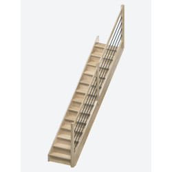 Escalier en chêne Milan droit avec rampe à lisses 280 x 82 cm SOGEM