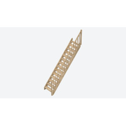 Escalier en chêne Provence droit avec rampe à balustres moulurés 275 x 84 cm SOGEM