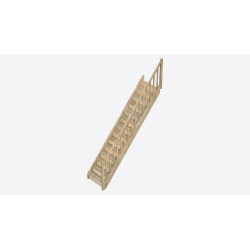 Escalier en chêne Provence droit avec rampe à balustres moulurés 275 x 84 cm SOGEM