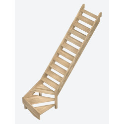 Escalier en chêne Provence 1/4 tournant bas droit 275 x 84 cm SOGEM
