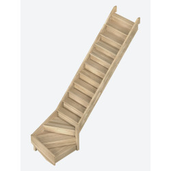 Escalier en chêne Provence 1/4 tournant bas droit 275 x 82 cm SOGEM