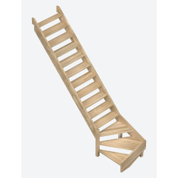 Escalier en chêne Provence 1/4 tournant bas gauche 275 x 82 cm SOGEM