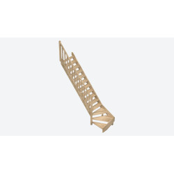 Escalier en chêne Provence 1/4 tournant bas gauche avec rampe à balustres moulurés 275 x 84 cm SOGEM