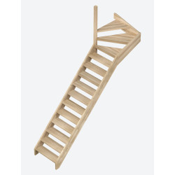 Escalier en chêne Provence 1/4 tournant haut gauche 275 x 84 cm SOGEM